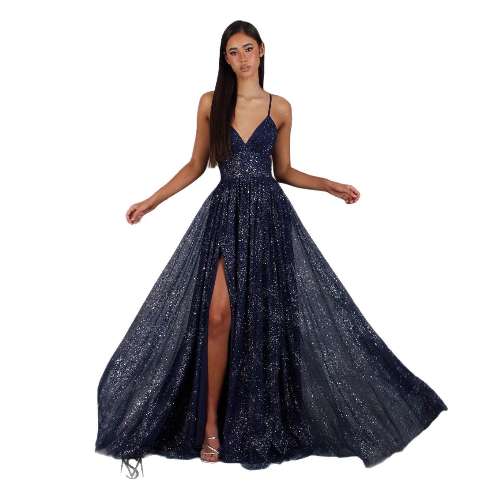Elegant Womens V-neck Sleeveless Strapless Dress With A Flared Hem High Waist Split Women Long Dresses Party Dress - Image 5